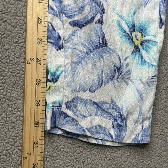 Tommy Bahama Pants Womens Small Blue Floral Linen Pull On Lightweight Tropical - Picture 9 of 10